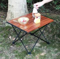Wood Grain Outdoor Small Folding Camping Table