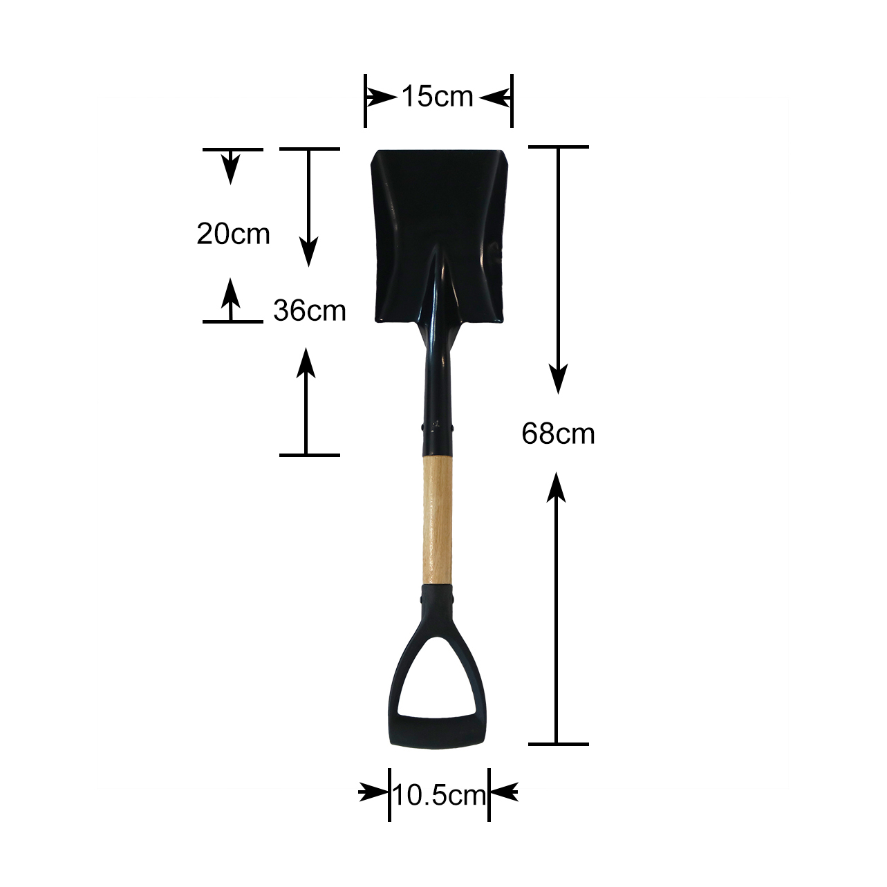 Garden shovel with wood handle