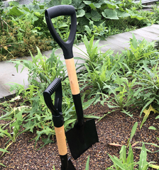 Garden shovel with wood handle