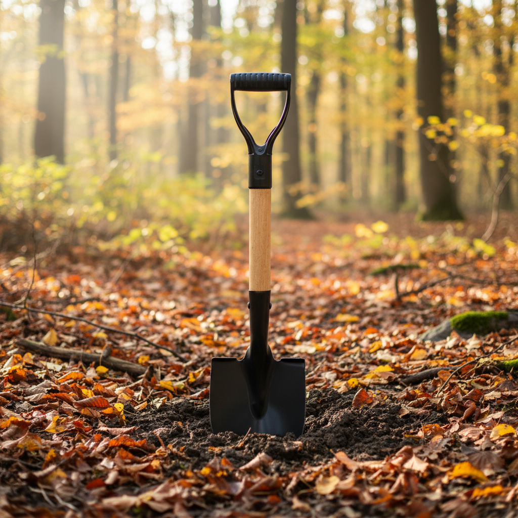 Garden shovel with wood handle