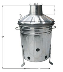 14L Galvanized steel garden waste incinerator/ household waste incinerator