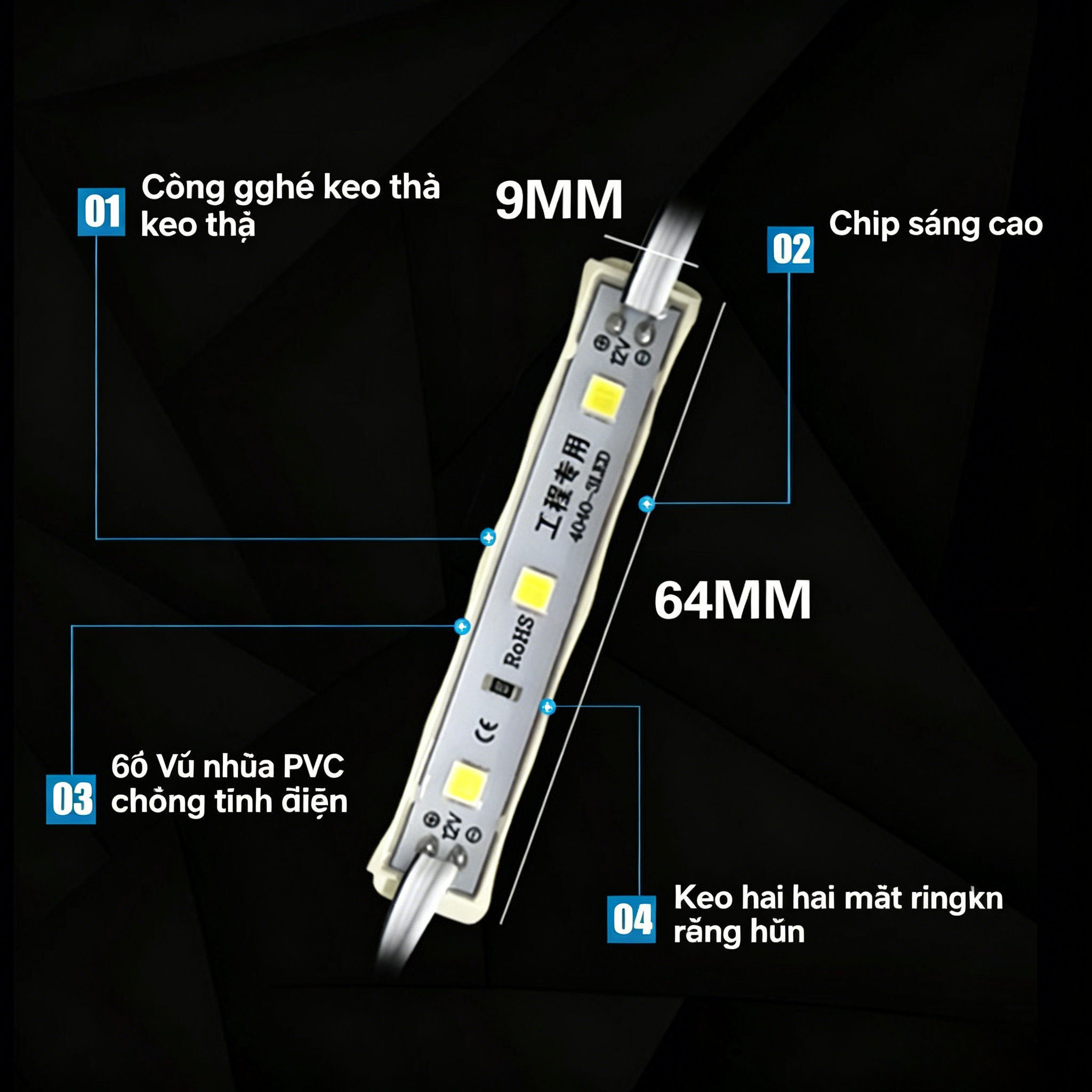 Module LED DC12V siêu sáng chống nước, chip dán làm chữ nổi, hộp đèn & bảng hiệu quảng cáo ngoài trời,MY SHOP,Module LED DC12V siêu sáng chống nước, chip dán làm chữ nổi, hộp đèn & bảng hiệu quảng cáo ngoài trời