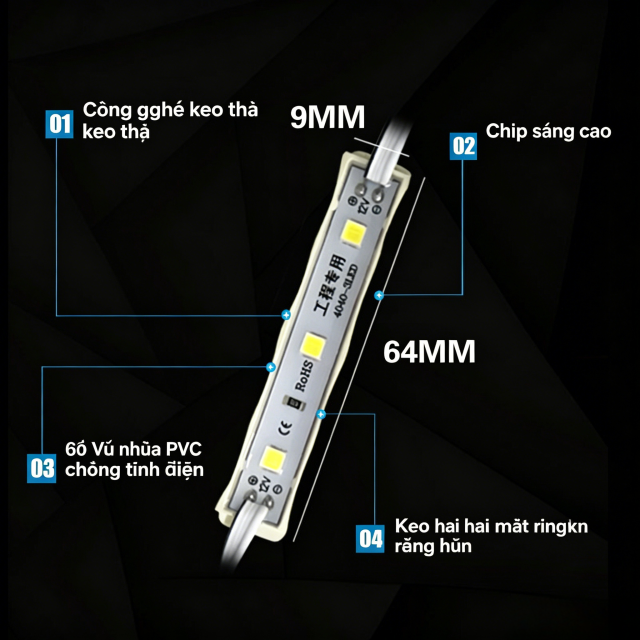 Module LED DC12V siêu sáng chống nước, chip dán làm chữ nổi, hộp đèn & bảng hiệu quảng cáo ngoài trời,MY SHOP,Module LED DC12V siêu sáng chống nước, chip dán làm chữ nổi, hộp đèn & bảng hiệu quảng cáo ngoài trời