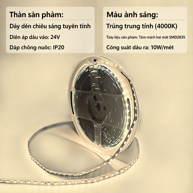 8MM Neutral White (4000K) 10 meter Construction Type