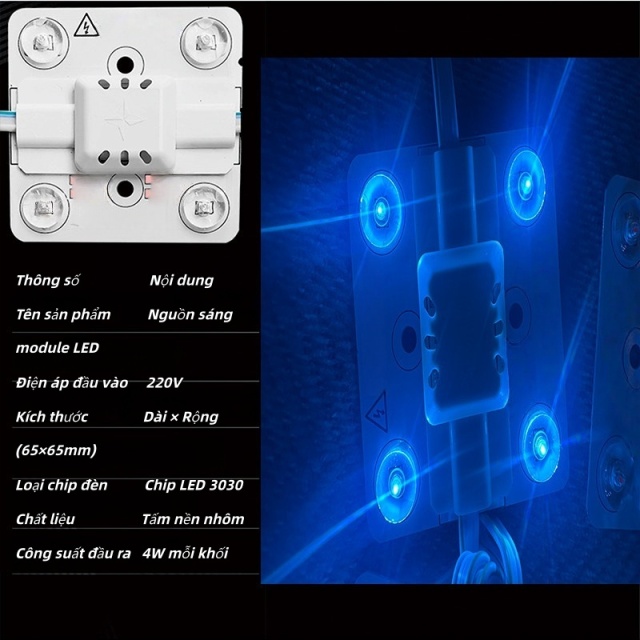 Xanh băng: 220V Khối đèn phân khu - Màu xanh băng (30 tấm)