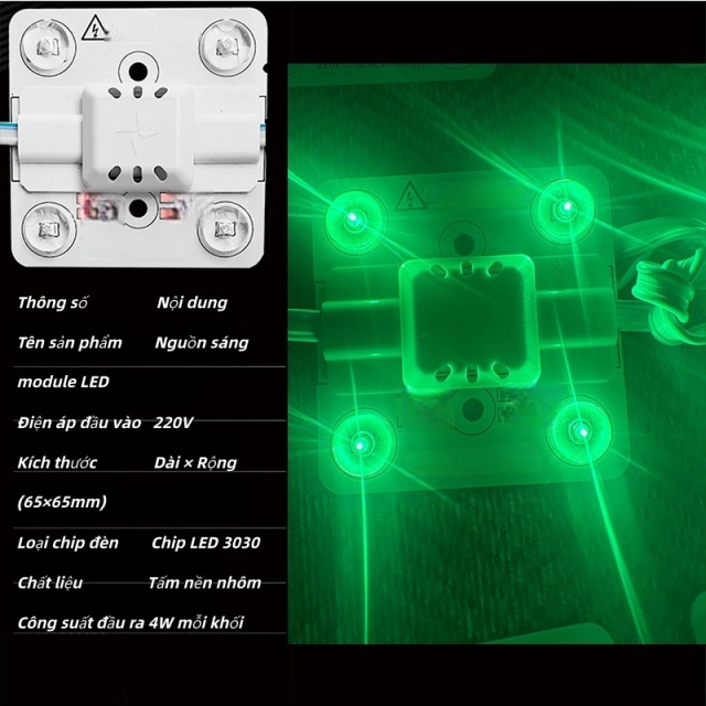 Xanh lá: 220V Khối đèn phân khu - Màu xanh lá (30 tấm)