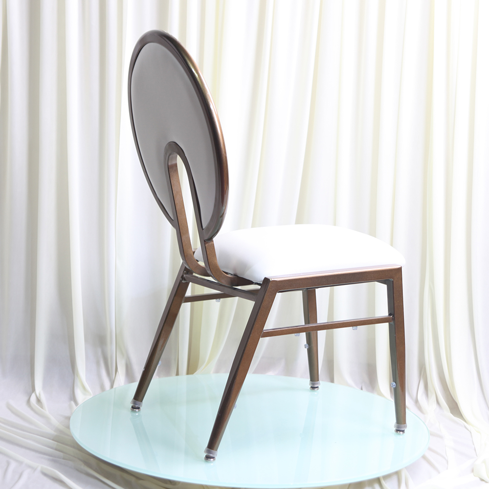 Hot Sale Luxury Modern Rhythm Back Banquet Chair Gold Aluminum Frame Stackable Portable Padded Hotel Dining Chair for Events