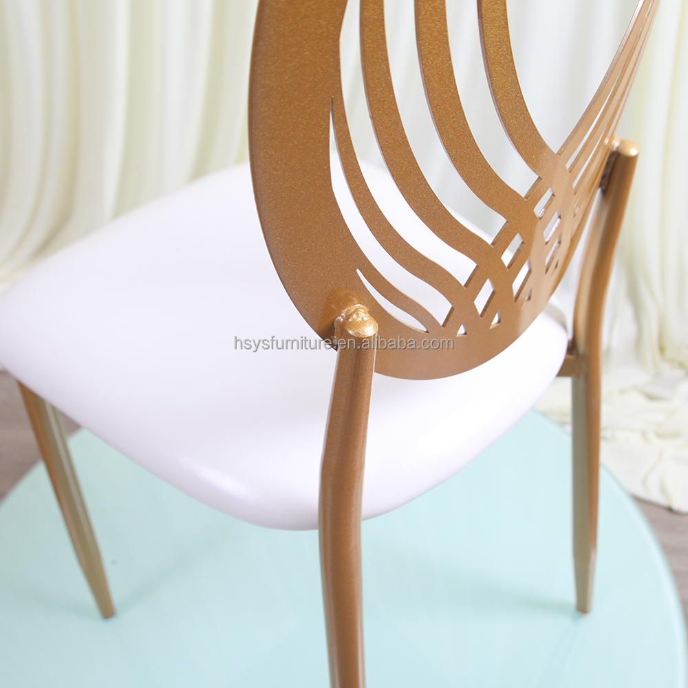Modern Luxury Gold Spray Painted Metal Phoenix Event Chairs Stackable Dining for Hotels Banquets Weddings-Wholesale