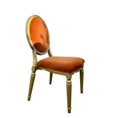 Factory Price Hot Sale Luxury Popular Modern Iron Frame Velvet Fabric Louis Round Back Chairs for Event