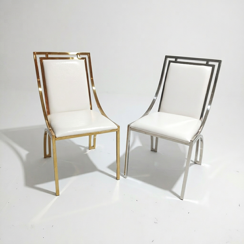 Hot Sale Eco-Friendly High Quality Gold Modern Portable Stainless Steel Dinner Chairs for Event Banquet Hall