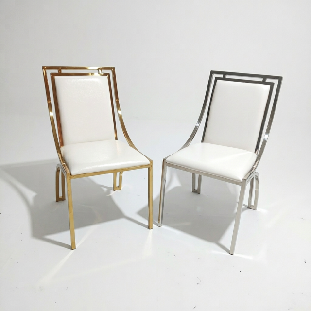 Hot Sale Eco-Friendly High Quality Gold Modern Portable Stainless Steel Dinner Chairs for Event Banquet Hall