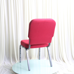 Best Selling Red Linen Upholstered Iron Stackable Modern Design Durable Church Chairs for Rental