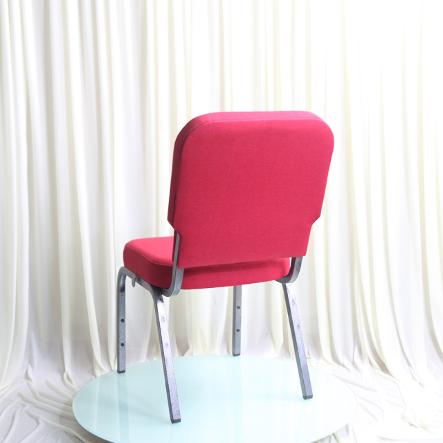 Best Selling Red Linen Upholstered Iron Stackable Modern Design Durable Church Chairs for Rental