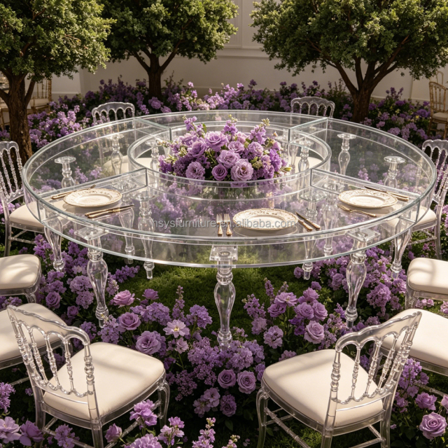 Wholesale Modern Luxury Clear Acrylic Droplet Wedding Banquet Table for Hotel Furniture Rental