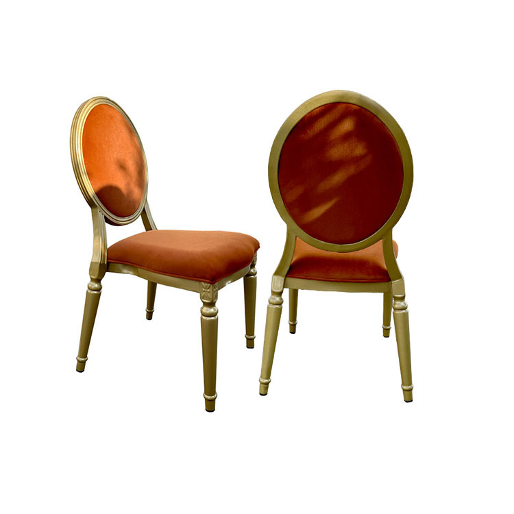 Factory Price Hot Sale Luxury Popular Modern Iron Frame Velvet Fabric Louis Round Back Chairs for Event