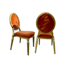 Factory Price Hot Sale Luxury Popular Modern Iron Frame Velvet Fabric Louis Round Back Chairs for Event