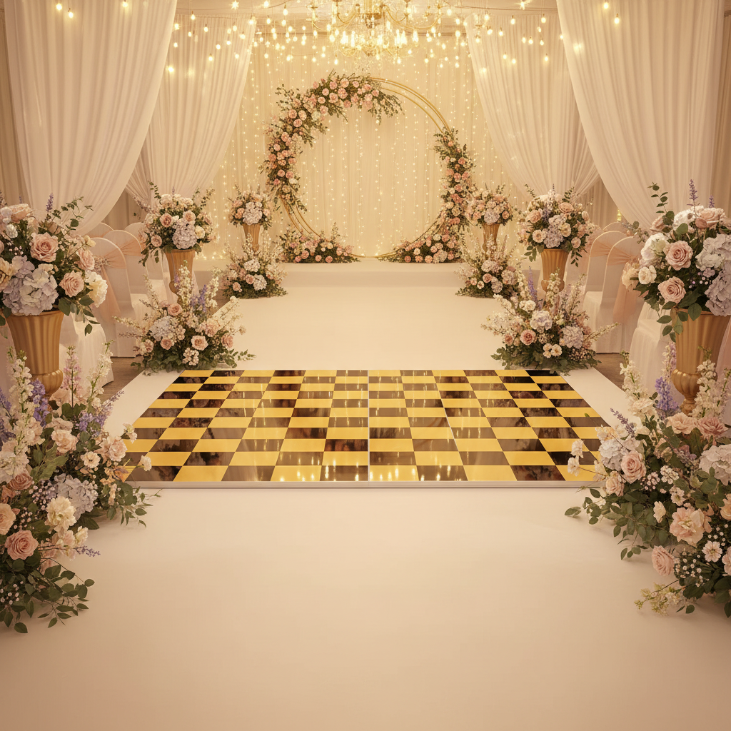 Exquisite Hotel Use Classic Romantic Modern Simple Checkered Dance Flooring Tiles for Indoor/Outdoor