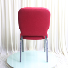 Best Selling Red Linen Upholstered Iron Stackable Modern Design Durable Church Chairs for Rental