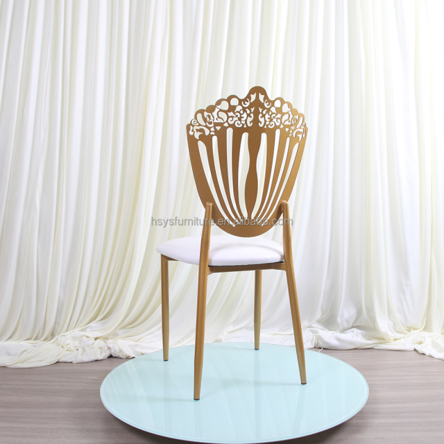 Modern Luxury Gold Metal Phoenix Event Chairs Stackable for Dining and Wedding for Hotel Banquets Wholesale