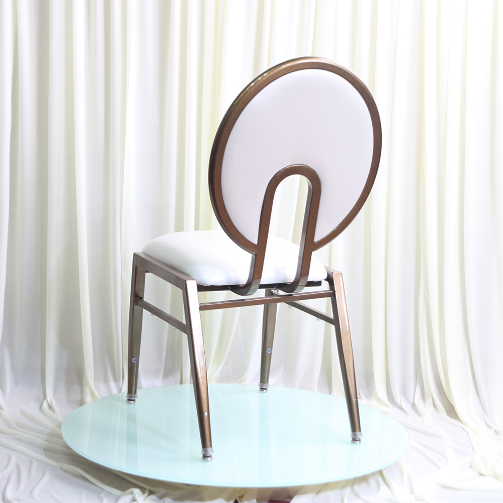 Hot Sale Luxury Modern Rhythm Back Banquet Chair Gold Aluminum Frame Stackable Portable Padded Hotel Dining Chair for Events