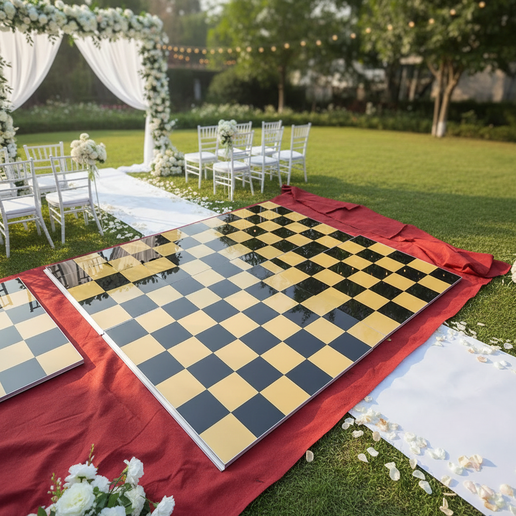 Exquisite Hotel Use Classic Romantic Modern Simple Checkered Dance Flooring Tiles for Indoor/Outdoor