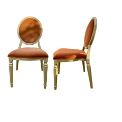 Factory Price Hot Sale Luxury Popular Modern Iron Frame Velvet Fabric Louis Round Back Chairs for Event