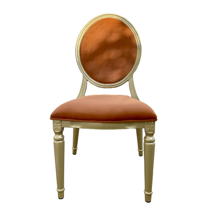 Factory Price Hot Sale Luxury Popular Modern Iron Frame Velvet Fabric Louis Round Back Chairs for Event