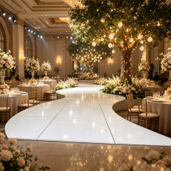 Professional Classic Simple Modern Elegant Romantic Portable White High Gloss Wooden Aisle Dance Floor Aluminum Frame