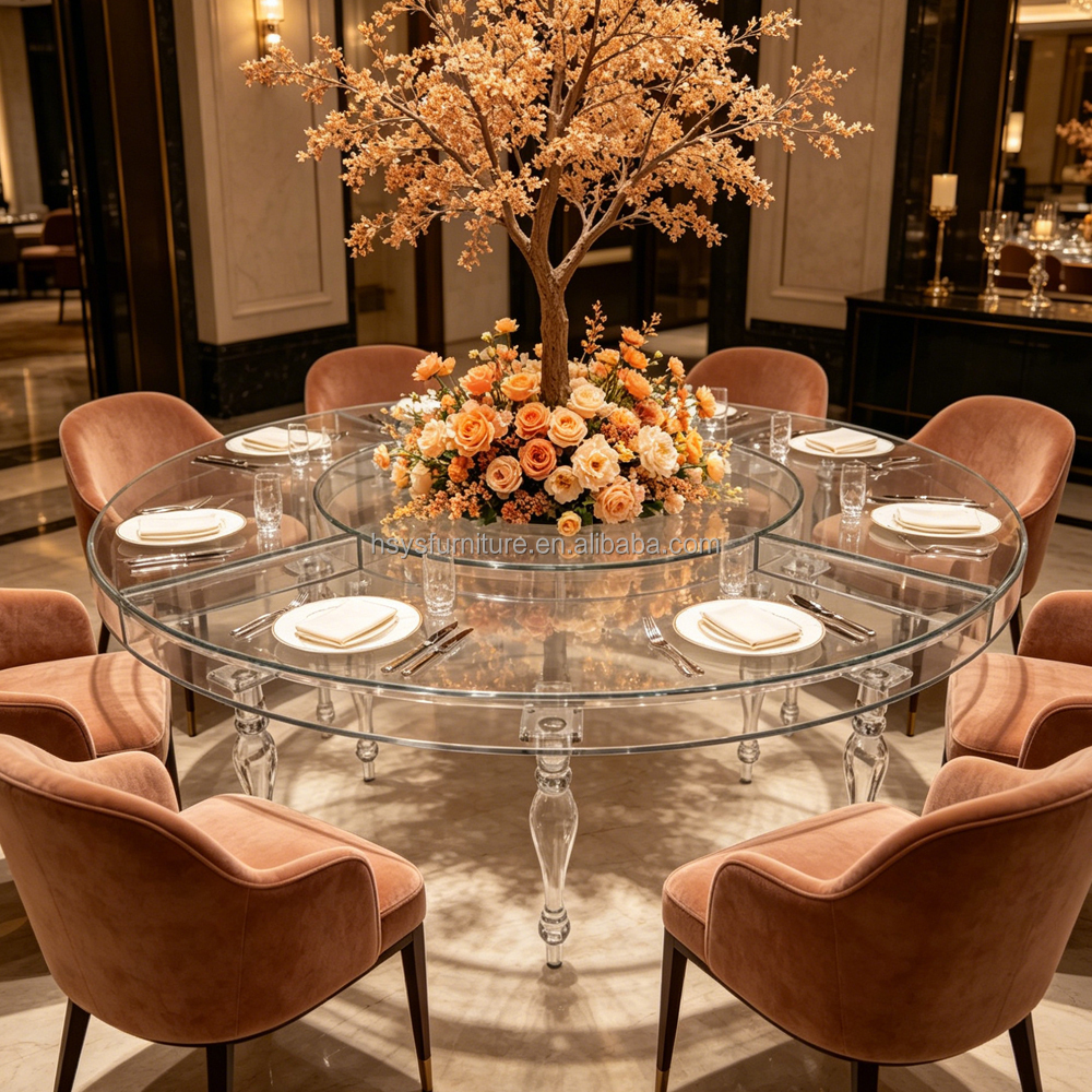 Wholesale Modern Luxury Clear Acrylic Droplet Wedding Banquet Table for Hotel Furniture Rental
