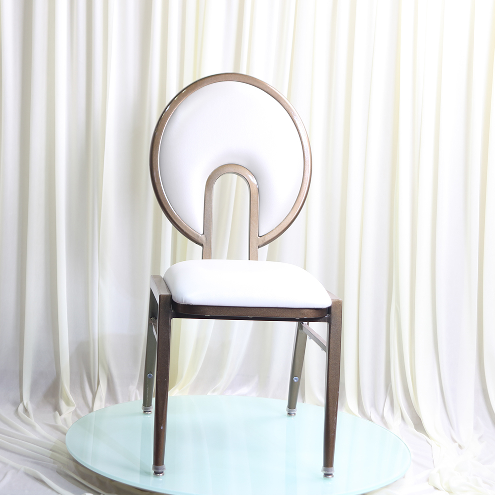 Hot Sale Luxury Modern Rhythm Back Banquet Chair Gold Aluminum Frame Stackable Portable Padded Hotel Dining Chair for Events