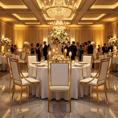 Hot Sale Eco-Friendly High Quality Gold Modern Portable Stainless Steel Dinner Chairs for Event Banquet Hall