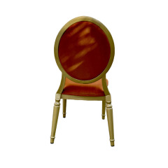 Factory Price Hot Sale Luxury Popular Modern Iron Frame Velvet Fabric Louis Round Back Chairs for Event