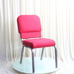 Best Selling Red Linen Upholstered Iron Stackable Modern Design Durable Church Chairs for Rental