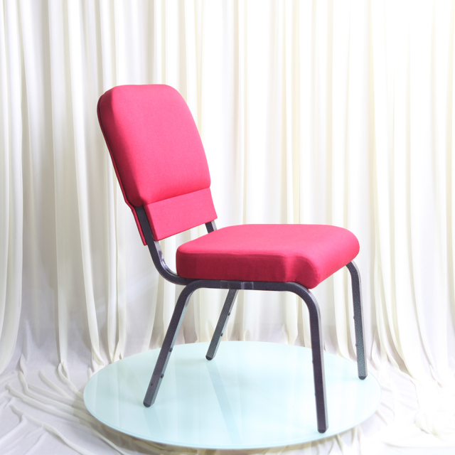 Best Selling Red Linen Upholstered Iron Stackable Modern Design Durable Church Chairs for Rental