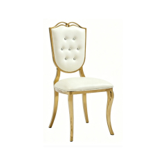 Luxury Gold Stainless Steel Portable Wedding Chair with Crystal Button Tufted Back for Outdoor Event Banquet and Hotel Use