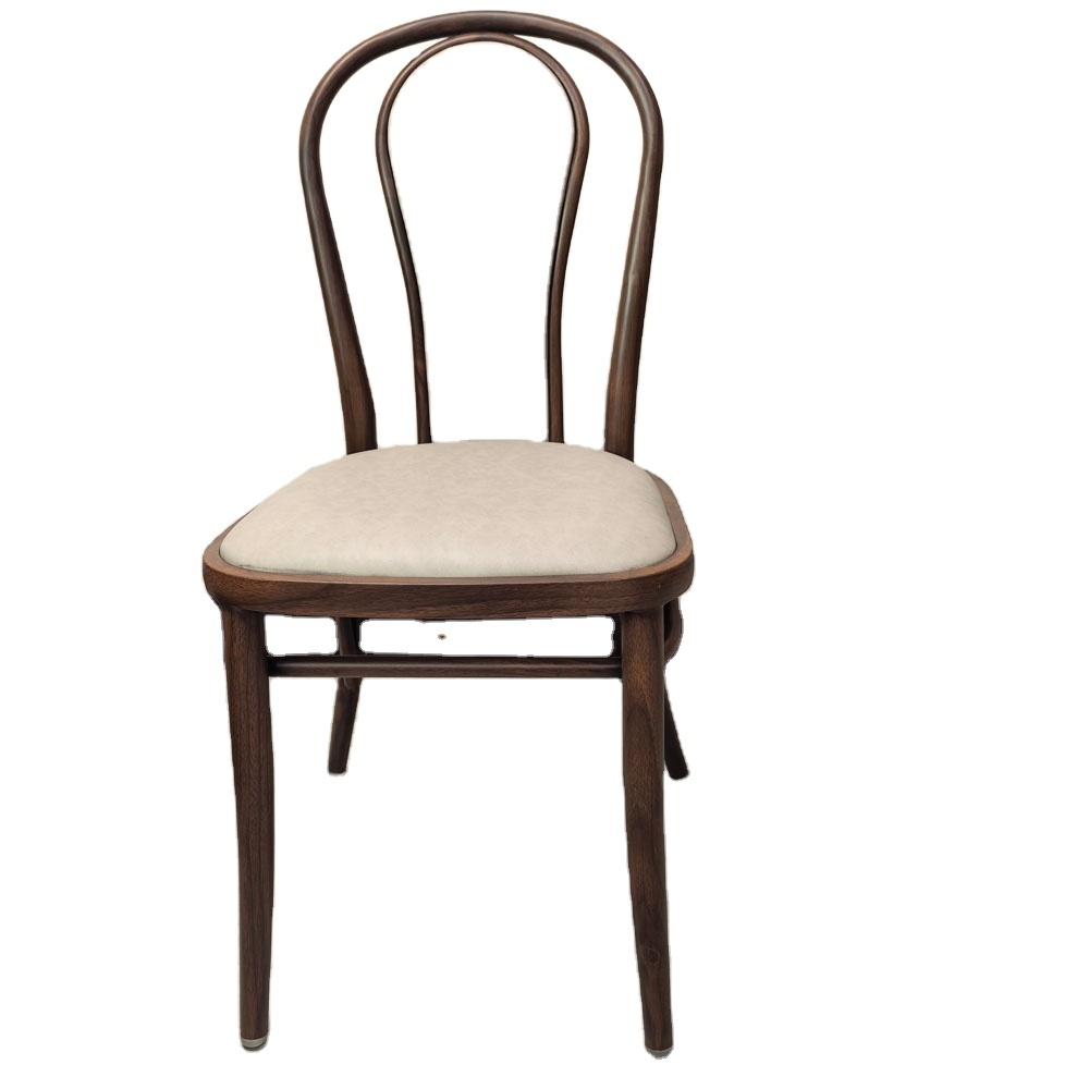 High Quality Modern Portable Luxury Outdoor Wedding Use Imitated Wood Frame Vienna Dinner Leather Chairs for Hotel Party Rental
