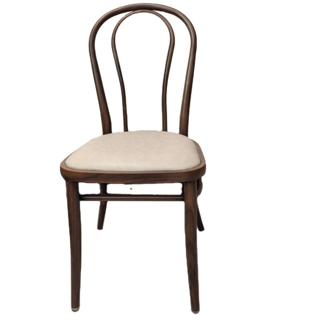 High Quality Modern Portable Luxury Outdoor Wedding Use Imitated Wood Frame Vienna Dinner Leather Chairs for Hotel Party Rental