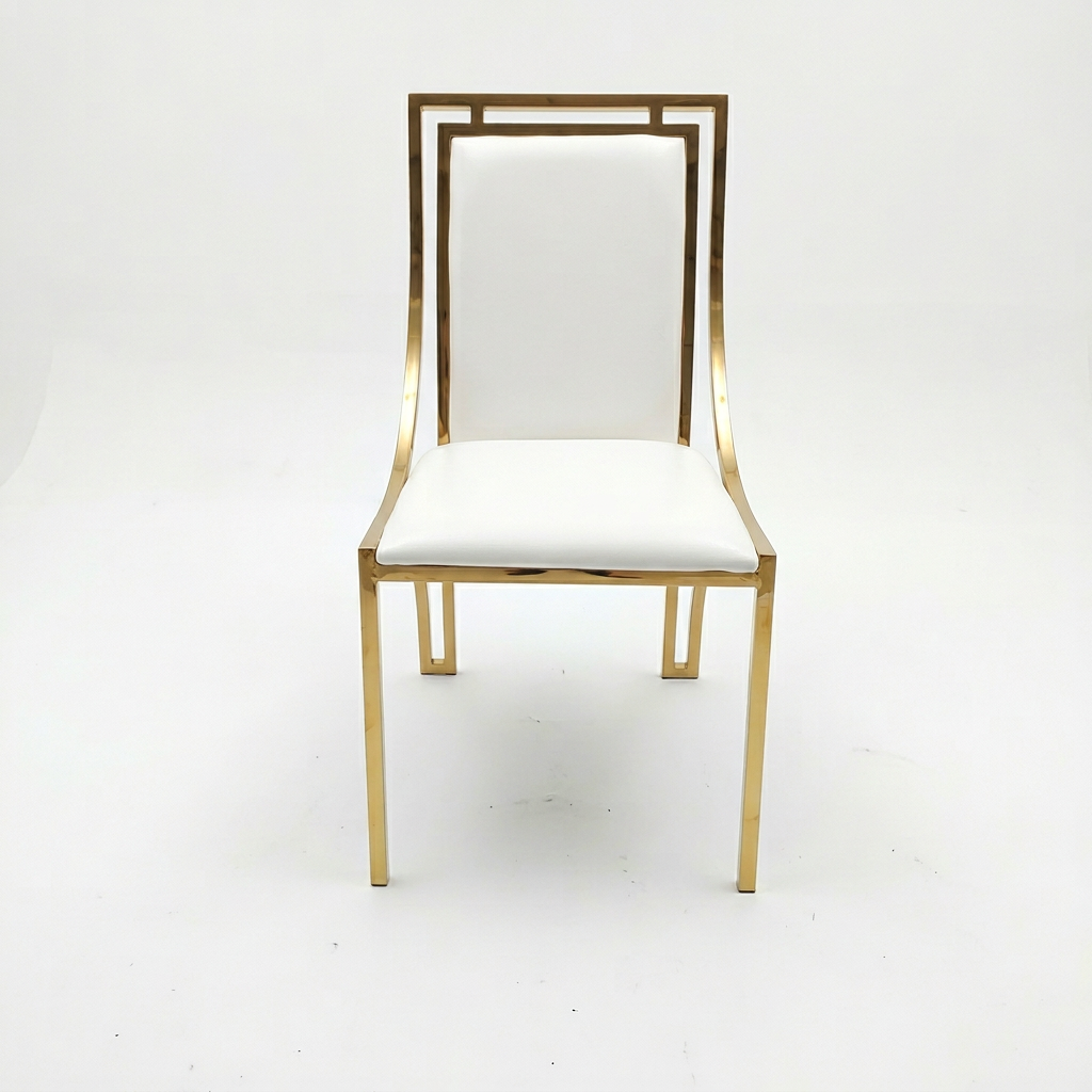 Hot Sale Eco-Friendly High Quality Gold Modern Portable Stainless Steel Dinner Chairs for Event Banquet Hall