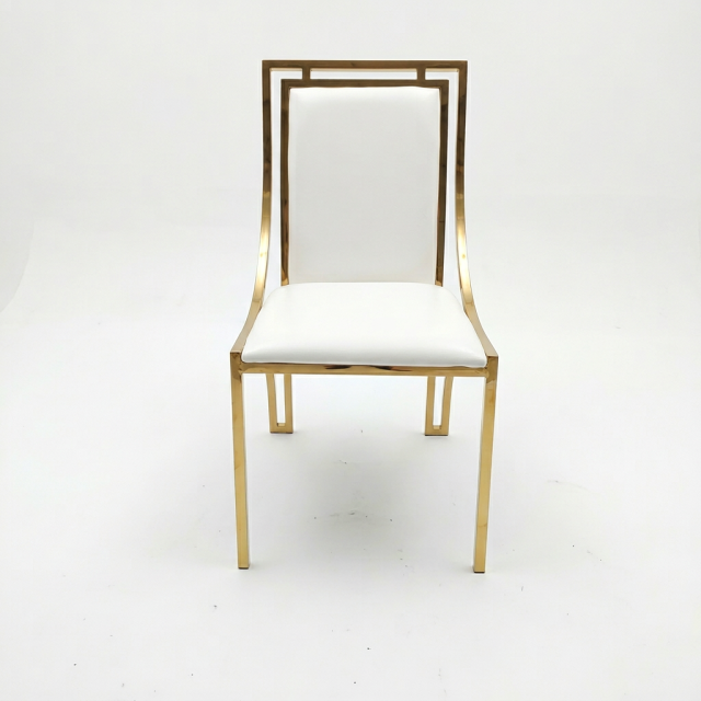 Hot Sale Eco-Friendly High Quality Gold Modern Portable Stainless Steel Dinner Chairs for Event Banquet Hall