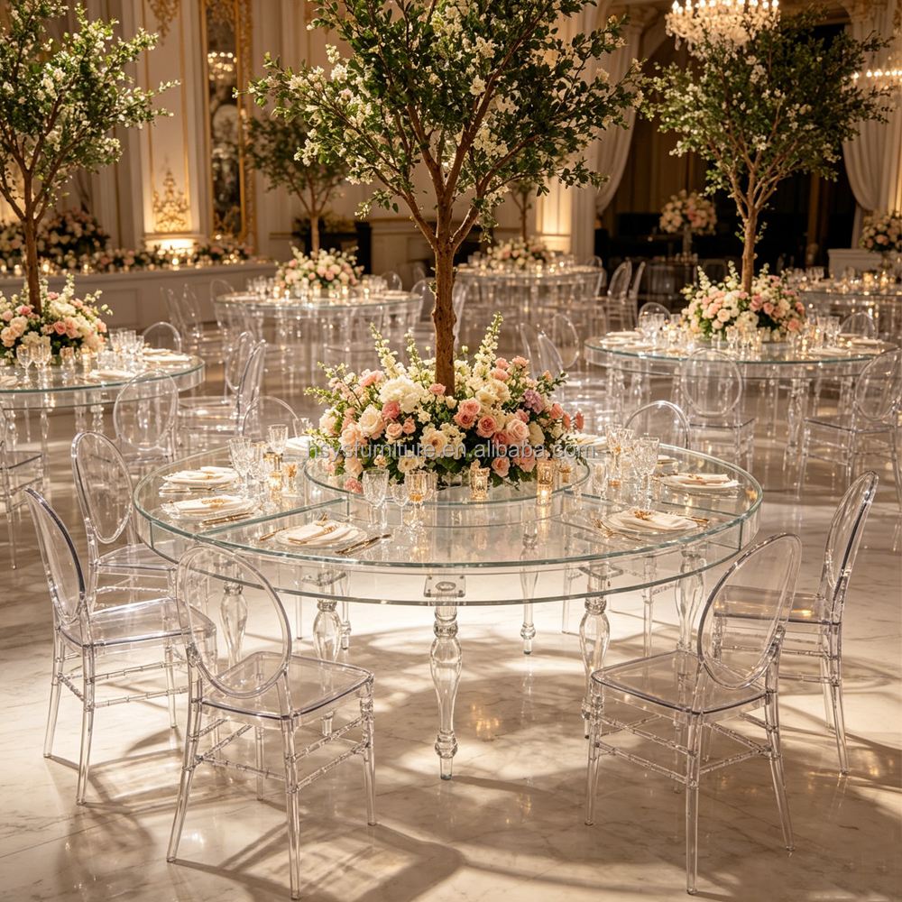 Wholesale Modern Luxury Clear Acrylic Droplet Wedding Banquet Table for Hotel Furniture Rental