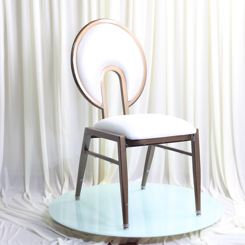 Hot Sale Luxury Modern Rhythm Back Banquet Chair Gold Aluminum Frame Stackable Portable Padded Hotel Dining Chair for Events