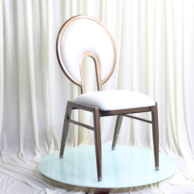 Hot Sale Luxury Modern Rhythm Back Banquet Chair Gold Aluminum Frame Stackable Portable Padded Hotel Dining Chair for Events
