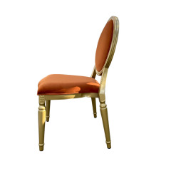 Factory Price Hot Sale Luxury Popular Modern Iron Frame Velvet Fabric Louis Round Back Chairs for Event