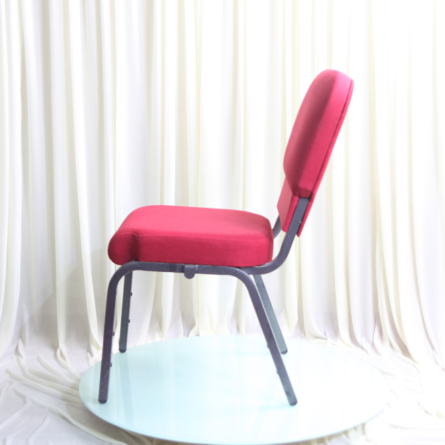 Best Selling Red Linen Upholstered Iron Stackable Modern Design Durable Church Chairs for Rental