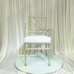 Best Selling 5 Star Hotel Hall Use Champagne Aluminum Cross Back Chiavari Chairs for Rental
