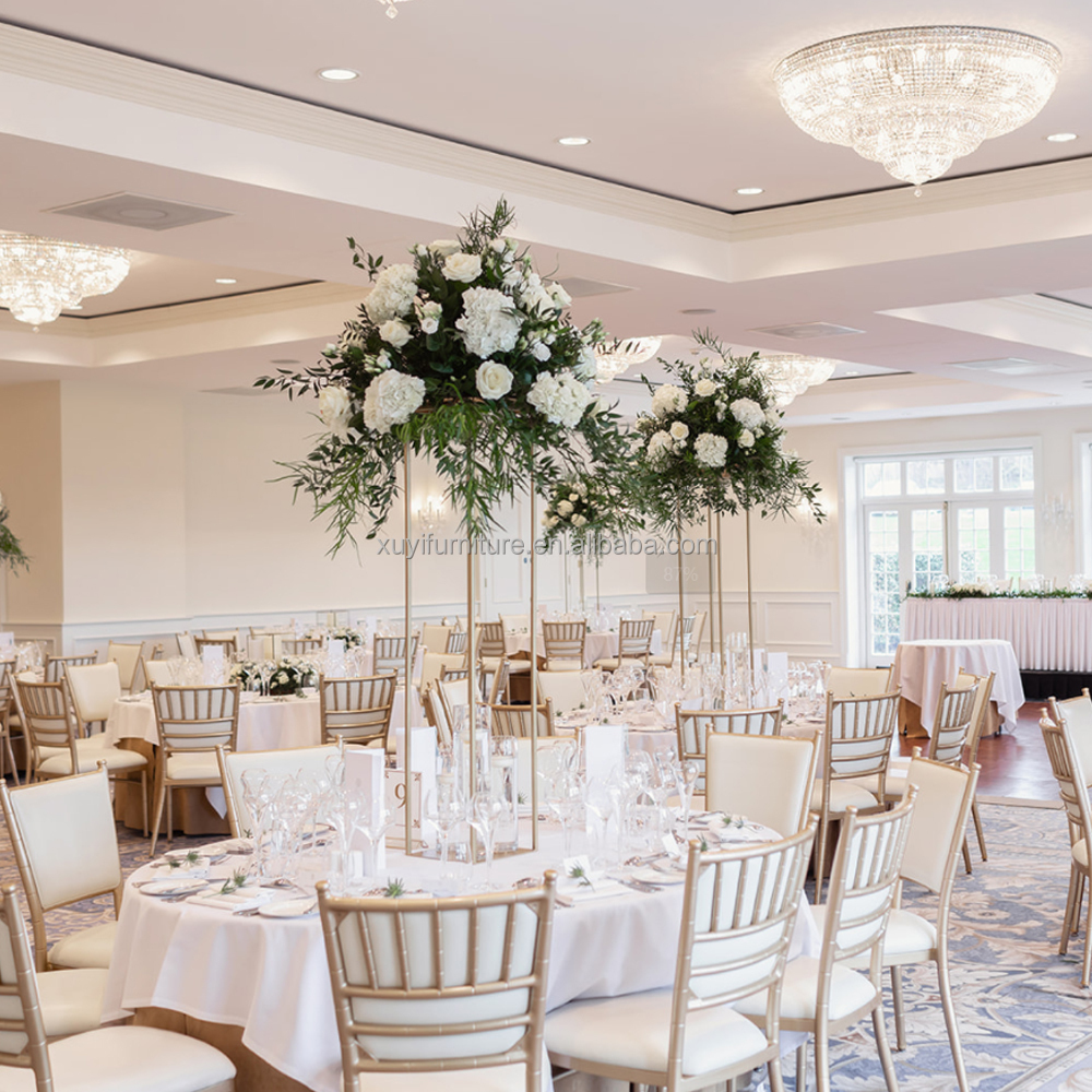 Wholesale Aluminum Hotel Wedding Event Gold Stackable Banquet Chiavari Chairs with Padded for Royal Party