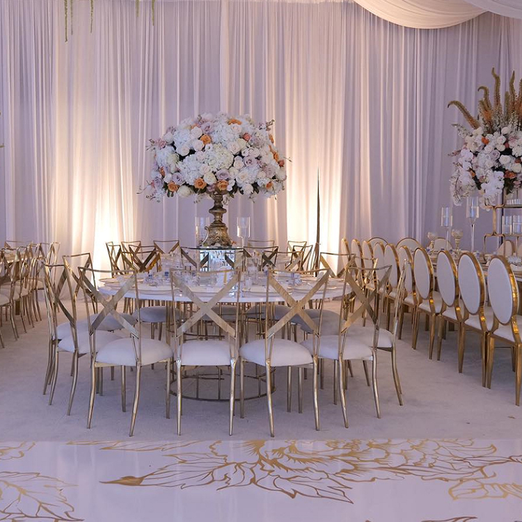 FOSHAN Factory's Iron Wedding Cross Back Chameleon Chair for Events Hotels Rental