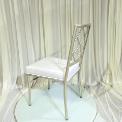 Best Selling 5 Star Hotel Hall Use Champagne Aluminum Cross Back Chiavari Chairs for Rental
