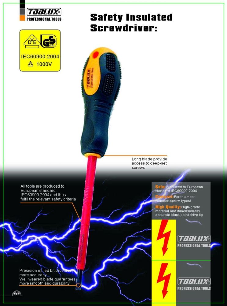 Toolux DIN IEC 60900:2004 AC1000V 7pc VDE/Insulated/Electrician Screwdriver Set