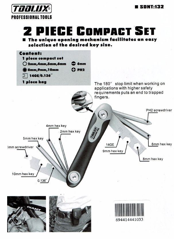 11-in-1 Bicycle Reparing Tool Kit Cr-V Hex Key Spanner Square Gauge Screwdriver